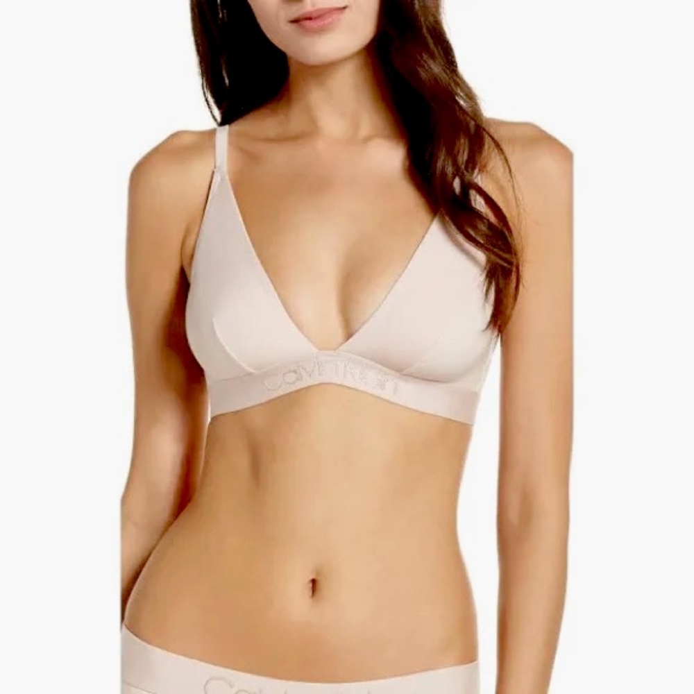 Calvin Klein Womens Tonal logo light pink bra
